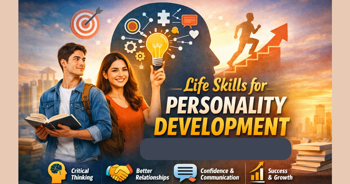 Life skills education for personality development showing confidence, critical thinking, communication skills and personal growth through a 7-day challenge