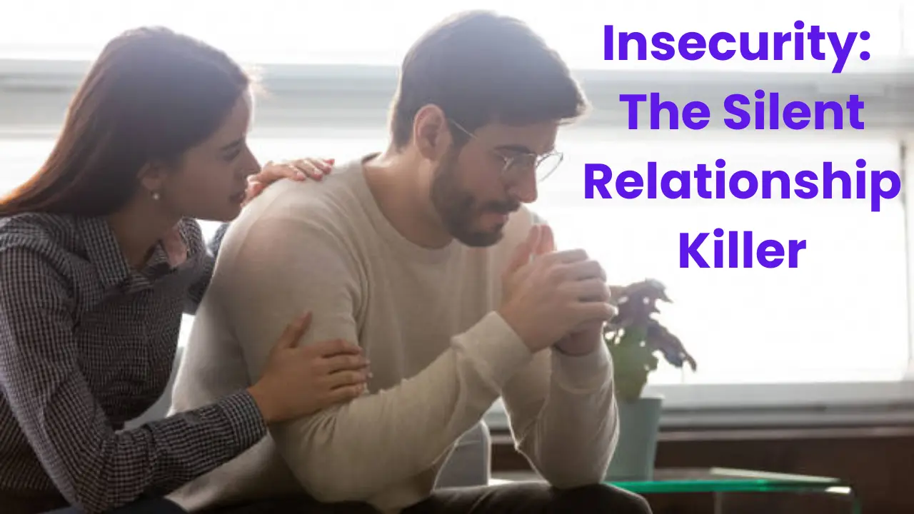 A couple sitting apart, showing emotional distance and vulnerability symbolizing insecurity in a relationship.