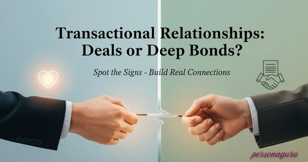 Illustration showing two people shaking hands separated by a subtle barrier symbolizing transactional relationships versus true emotional bonds.