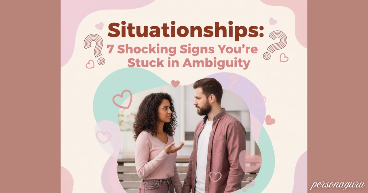 A young, diverse couple sitting close but looking confused, illustrating a situationship—a relationship more than friends but less than dating, showing emotional ambiguity.