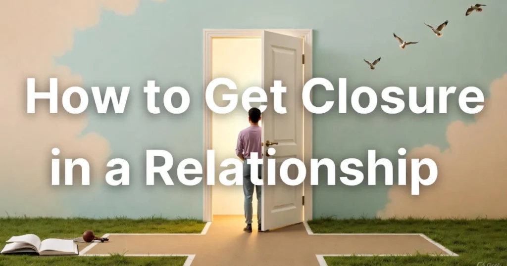 "A thoughtful person standing before an open door with soft light, symbolizing the 6 steps to get closure in a relationship and emotional healing after a breakup."