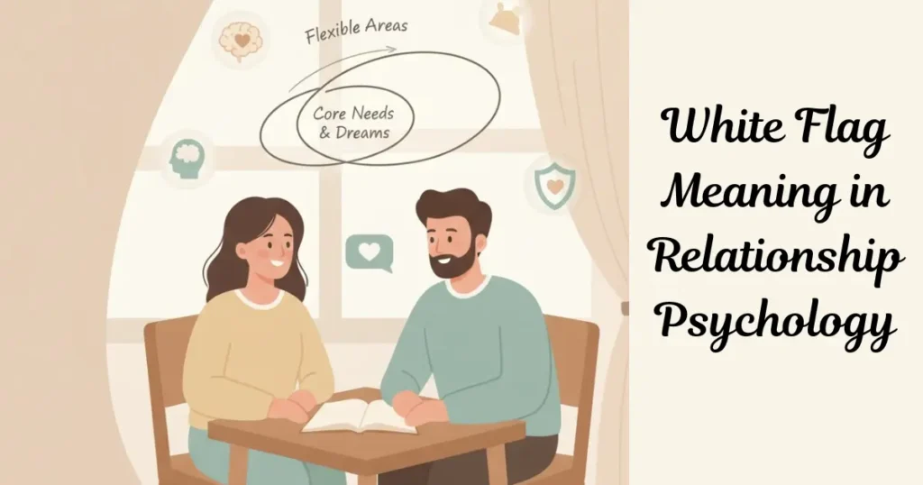 White flag in relationships infographic showing healthy vs unhealthy surrender, emotional intelligence, and when to or not to surrender, on a soft pastel background.