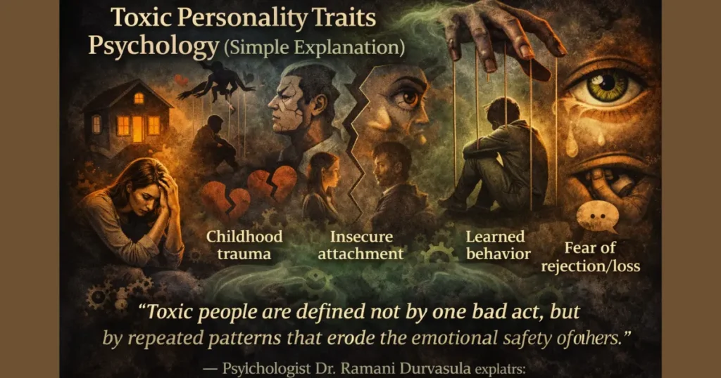 Illustration of toxic personality traits.