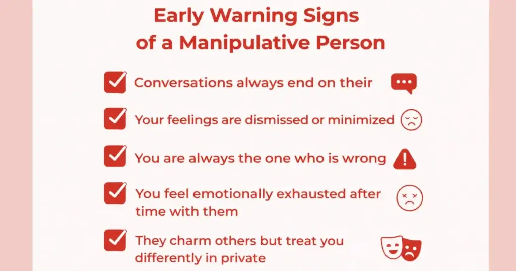 Early warning signs of a manipulative person —
red flags checklist