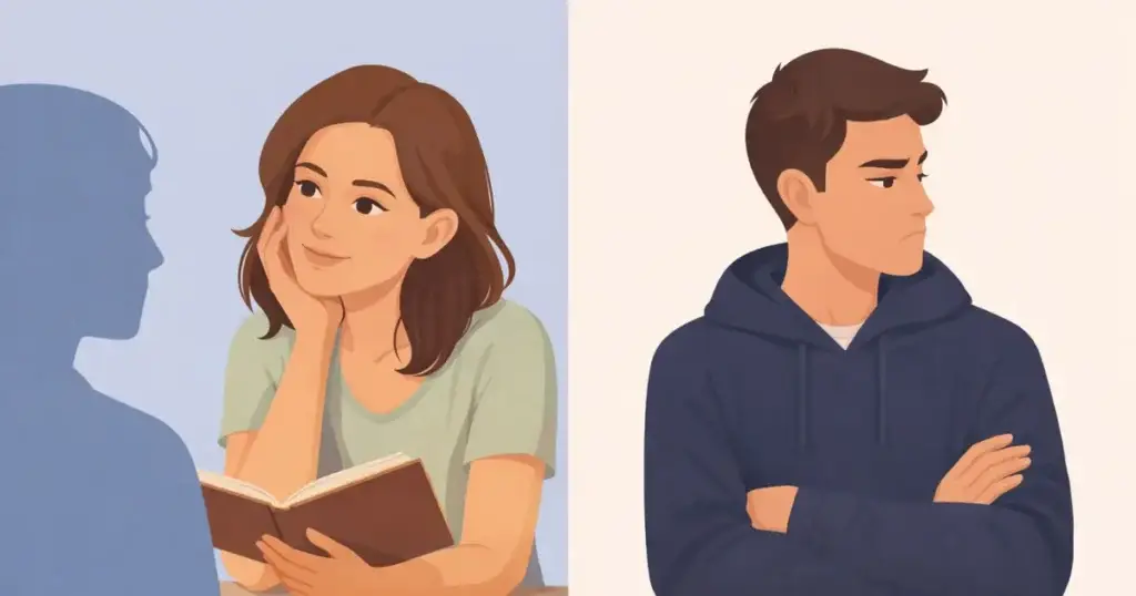 Illustration comparing toxic personality traits versus normal human flaws