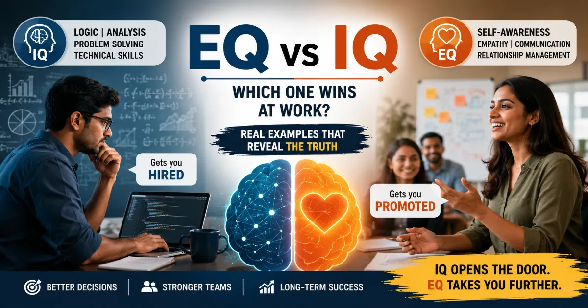 EQ vs IQ comparison showing IQ and emotional intelligence in the workplace