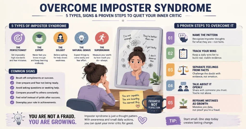 How to overcome imposter syndrome with 5 types, signs, and proven steps