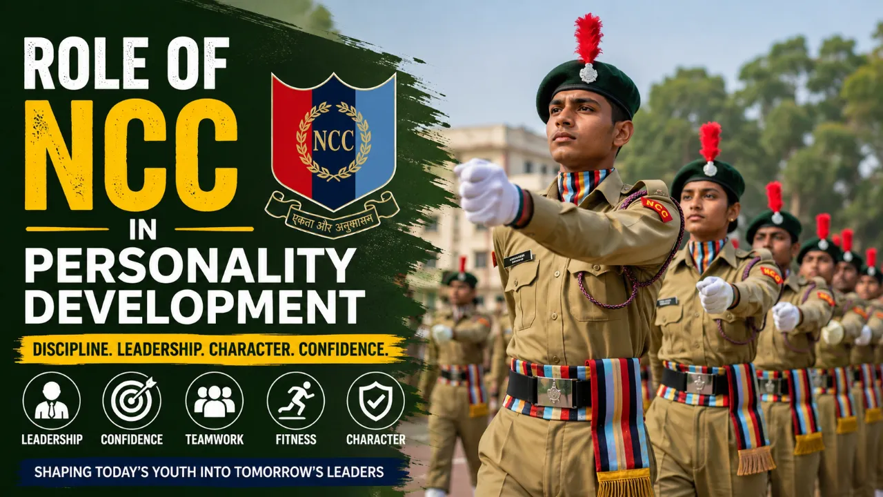 NCC cadets marching during a parade, showing how NCC develops discipline, leadership, confidence, teamwork, and character in students.
