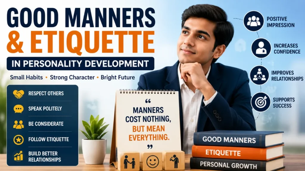 Good manners and etiquette in personality development helping build confidence, respect, communication skills, and positive first impressions
