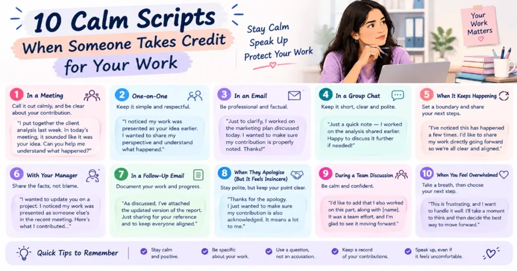 10 Calm Scripts when Someone Takes Credit for Your Work